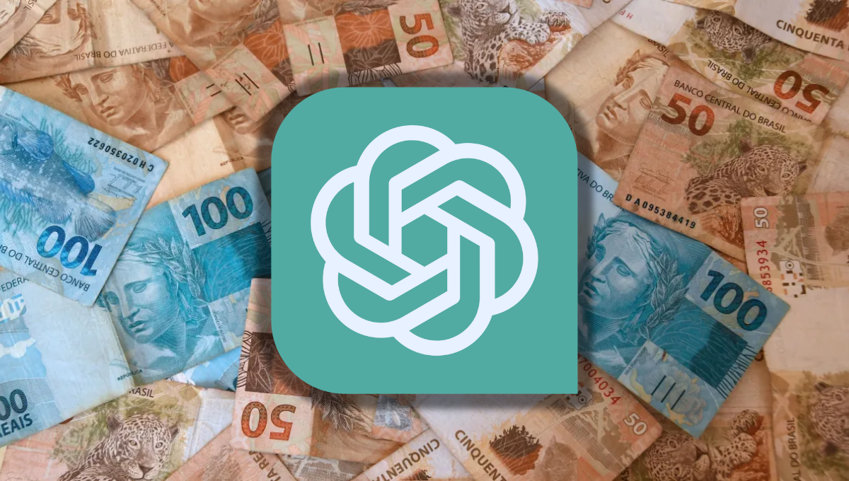 A imagem do logotipo do ChatGPT sobre moedas brasileiras, enfatiza a aplicação prática da inteligência artificial para fins financeiros. Isso sugere que o conteúdo aborda como o Chat GPT pode ser utilizado para otimizar estratégias de negócio, economizar custos ou criar novas fontes de receita, resultando em ganhos monetários.