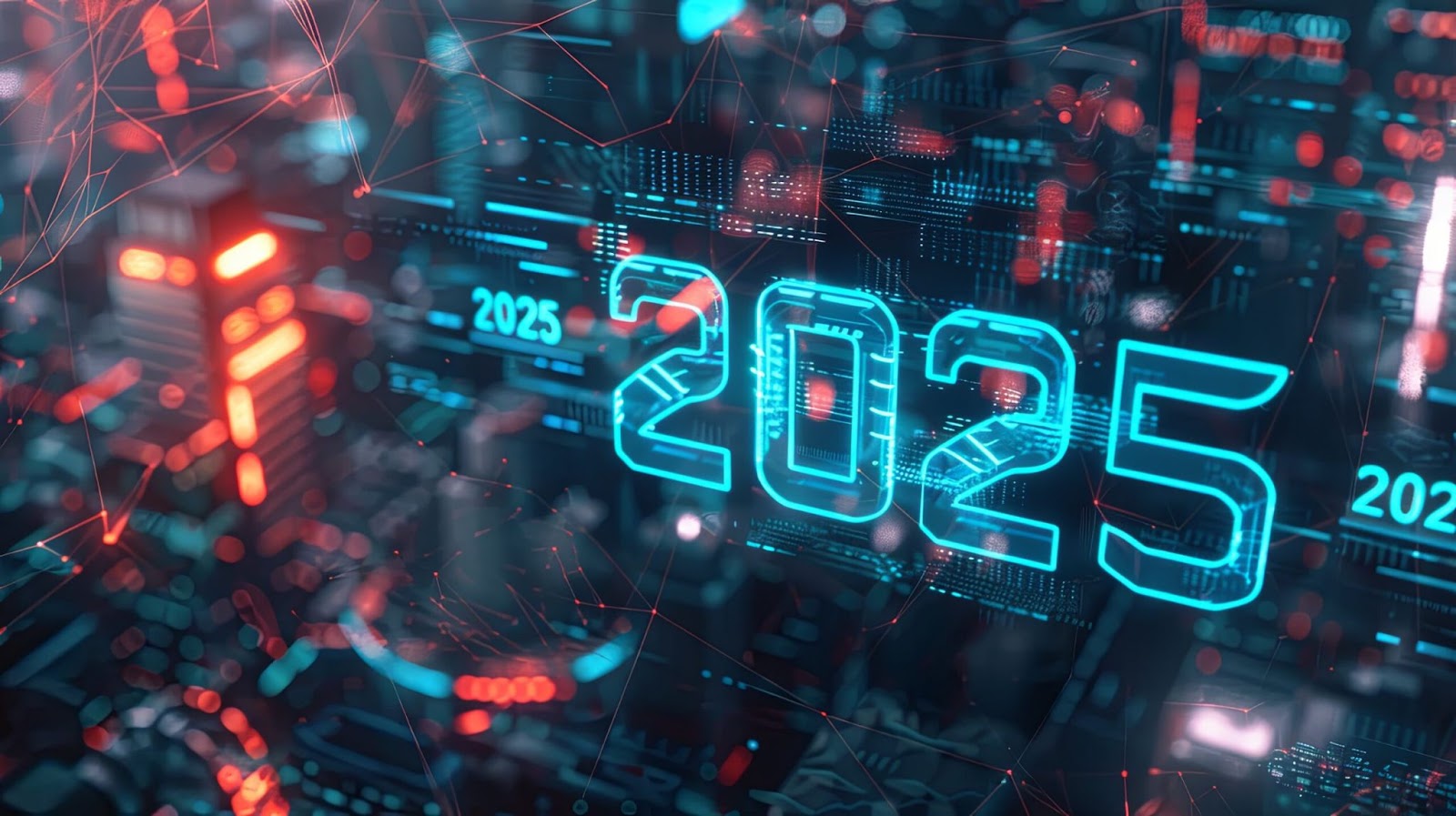 A imagem simboliza o cenário futurista do marketing digital em 2025, onde a integração entre dados, inteligência artificial e conectividade moldará estratégias cada vez mais eficientes e personalizadas. O ambiente tecnológico destaca a importância da automação, análise preditiva e inovação constante para o sucesso das marcas no universo digital.