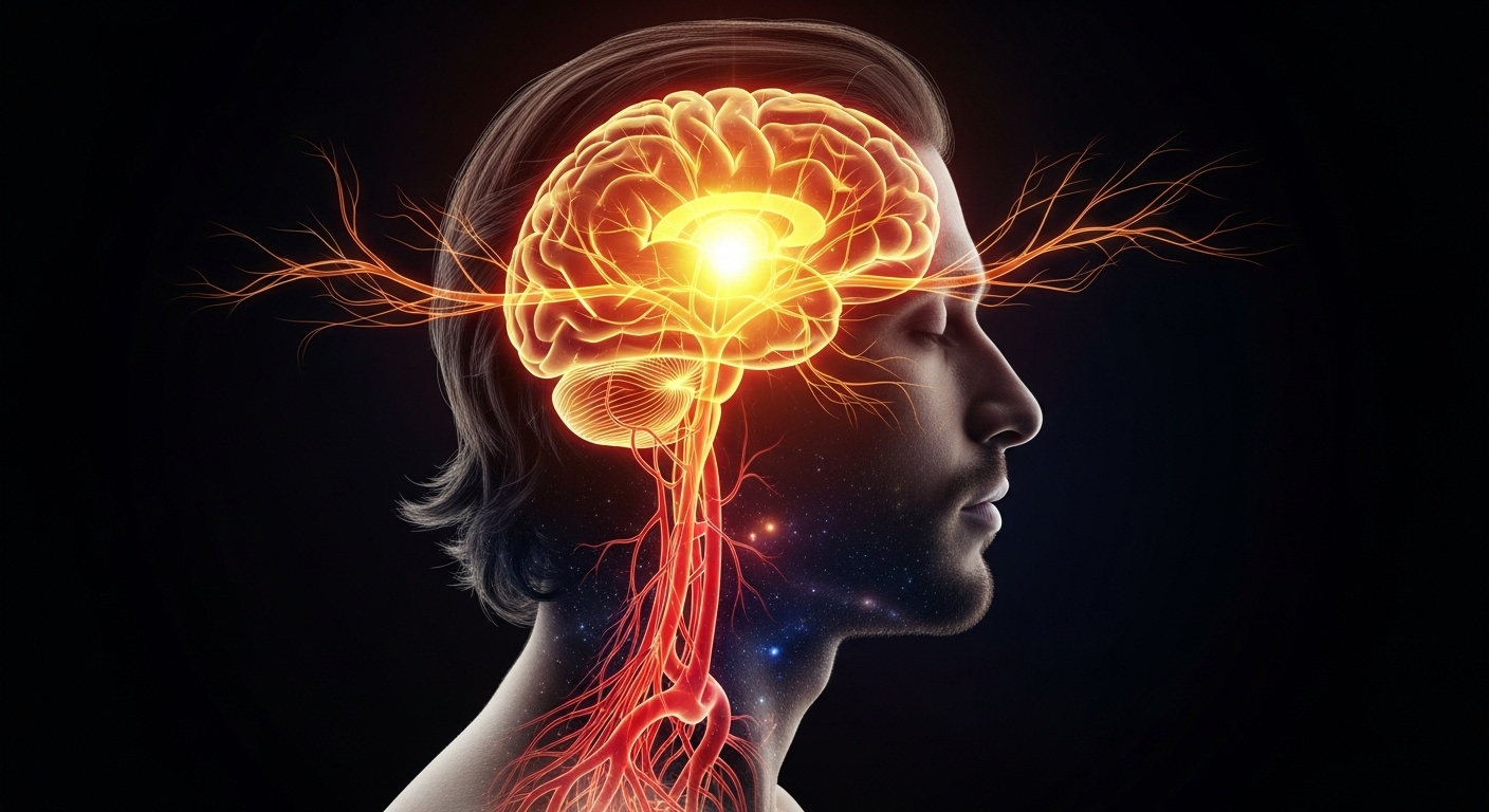 A imagem de um cérebro iluminado e suas conexões dentro de uma cabeça humana, enfatiza a dimensão psicológica da comunicação. Isso sugere que o conteúdo aborda como a 'copy' utiliza princípios de persuasão e compreensão do comportamento humano para impactar e mover o público à ação.