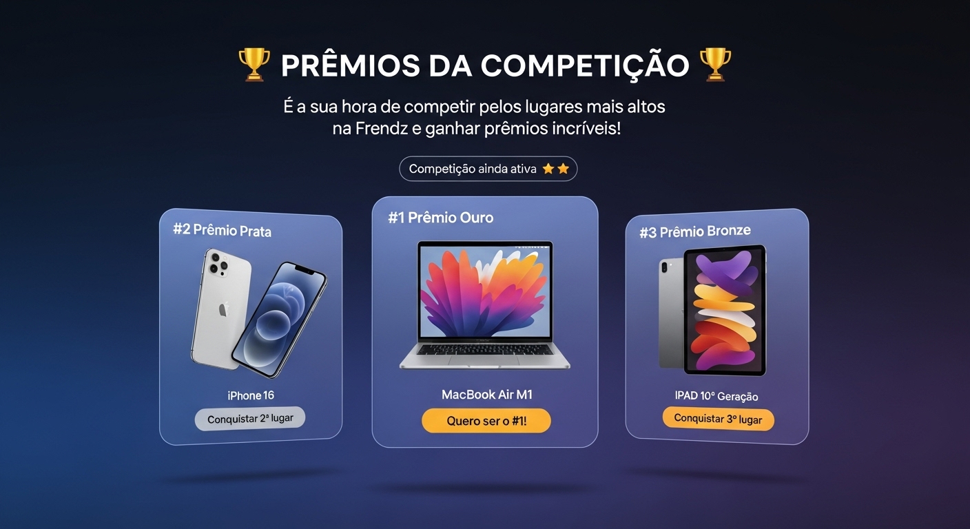 Prêmios da Super Competição da Frendz que vai até o dia 15 de Outurbro.